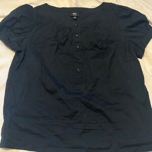 Mossimo Half Button Cap Sleeve Woven Stretch Cotton Blouse / XXL